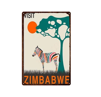 Retro Abstraktné Zimbabwe Florida City Kovov Cín Prihlásiť Hot-Predaj Cestovného Ruchu Krajiny Farebné Železa Plagát Proti Vyblednutiu Dekorácie
