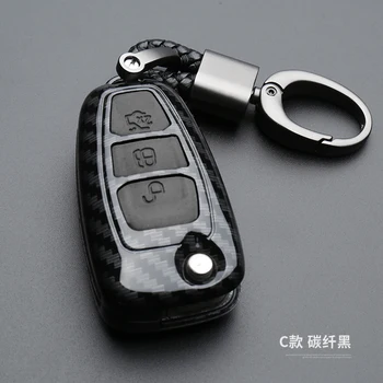 Carbon Fiber Auto Styling Diaľkové príveskom, puzdro Keychain pre Ford Fiesta Zameranie 3 4 MK3 MK4 Mondeo Ecosport Kuga, Focus kľúč, taška