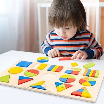 Deti Predškolského Montessori Vzdelávacích Drevené Hračky Tvar Poznanie Zodpovedajúce Puzzle Začiatku Vzdelávania, Vzdelávacie Hračky Pre Deti,