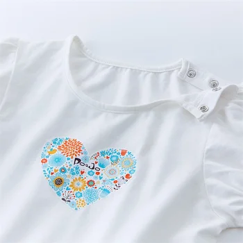 Baywell Deti Baby Girl Šaty Nastaviť Letné Oblečenie Tlačený Vzor T-shirt+ Denim Šortky Batoľa Dievčatá Ležérne Oblečenie Sady