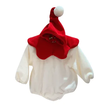Kórejský dieťa roztomilý červený rip-off jumpsuit baby girl Nový Rok plaziť šaty dieťa dievča oblečenie baby girl romper