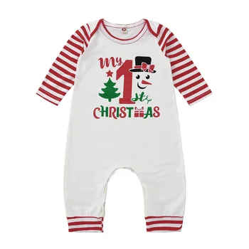 2020 Patria Vianočné Batoľa, Baby, Dievčatá, Chlapcov, Oblečenie Set Dieťa Prekladané Dlhý Rukáv Snowman Tlač Romper 0-18 M Xmas Jumpsuit