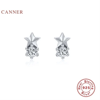 CANNER Jednoduché Geometrické Hviezdy Náušnice Pre Ženy Reálne 925 Sterling Silver Piercing Stud Náušnice Jemné Šperky Pendientes