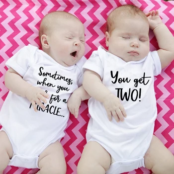 Twin Oblečenie Twin Dieťa Darček Onesie Twin Dieťa Onesies, Baby, Dievčatá, Chlapcov Lete Krátky Rukáv Kombinézach Dvojičky Baby Sprcha Prítomný
