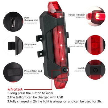 USB Nabíjateľné LED Svetlo na Bicykel Bicykel Baterka Predné Lampy Nastaviť 300 Lúmenov Cyklistické Výstražné Svetlo pre Horských, Cestných, Mestských, BMX