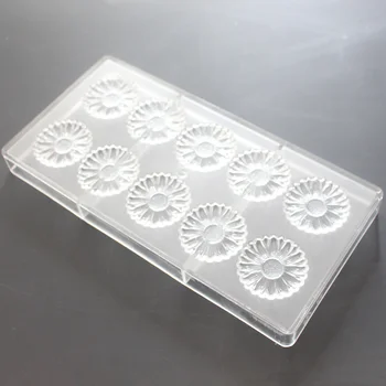Goldbaking Slnečnice Čokoláda Polykarbonátu Formy 3D DIY Pečenie Formy PC Kvet Candy Zásobník