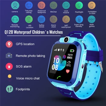 Nové Inteligentné hodinky Q12B Deti LBS Locator Tracker deti Telefón SOS Volanie Miesto Finder Tracker Anti-Stratil Vodotesné Hodinky A50