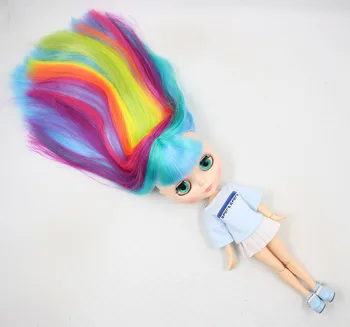 Pôvodné blyth ľadovej bábika pokožku hlavy a dome parochňu len dúha vlasy pre DIY vlastné bábiky