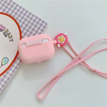 Cardcaptor Sakura Anime Ochranné puzdro pre AirPods Pro Roztomilý Kryt Bluetooth Slúchadlo Prípade Airpods Pro Silikónové +Krúžok Popruh
