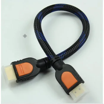 Krátky Kábel HDMI Štandardný samec Samec Jednej Nohy 1.4 Pletená 30 cm Káble 1080p 3D Gold Prenosný, Trvanlivý