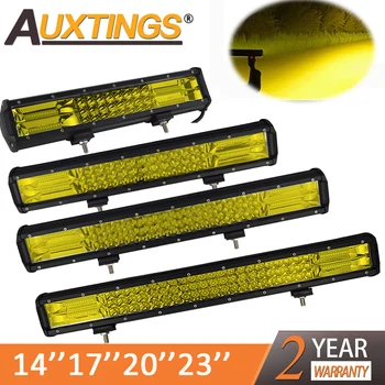 Auxtings 20-Palcový Žltá Led 4x4 Offroad Svetlo Bar Pre 4WD Nákladné vozidlá SUV ATV Trailer Lúče Amber Práce svietenie Hmlové Svietidlo