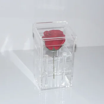 Nový Štýl Akryl Ruže Kvet Box Make-Up Organizátor Kozmetické Nástroje Držiteľ Kvet Darčeka Pre Priateľku, Manželku, S Vekom
