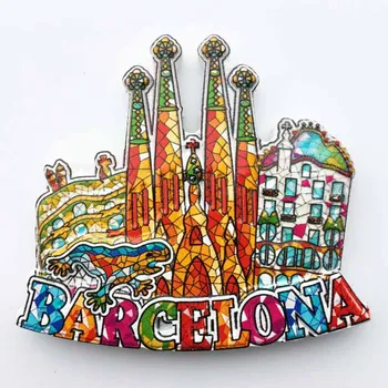 Španielsko chladnička magnet Barcelona chladnička nálepky La Sagrada Familia 3D olejomaľba magnetické nálepky domáce dekorácie