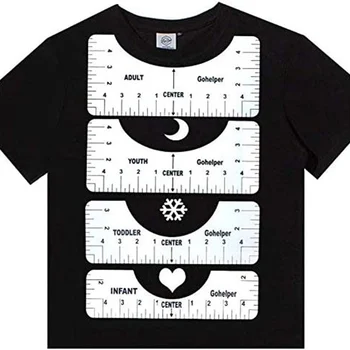 4PCS T-Shirt Pravítko Sprievodca Vinyl Tee Vládcov Sublimačná Návrhy Na T-shirt s Vysokou Presnosťou T-Shirt Alignment Tool