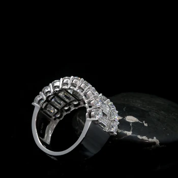 AEAW Luxusné Pevné 14K Zlata Moissanite Diamond Svadobné Kapela Okrúhly Rez Bagety Nakrájame Diamanty Pol Večnosti Výročie Krúžok