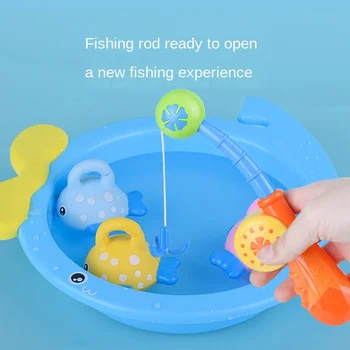 Rybolov Hračky Deti Hrať Voda Squeeze rozstrekovaný Zvierat Dieťa Povodí 5 ks Vaňa Hračky ryby hry, baby umývadlo