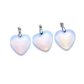 5 ks/veľa 24.5 mm nové módne srdce tvar prívesok, biele opálové sklo lampwork kúzlo prívesok na náhrdelník DIY šperky robiť