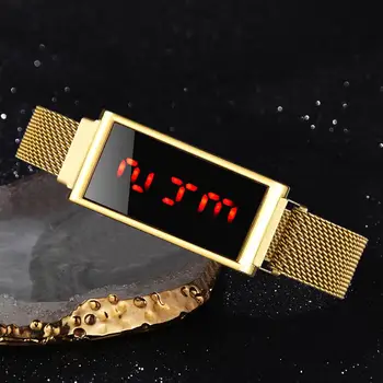 Reloj Mujer dámske Hodinky Luxusné Zlaté Dotykový Displej Hodinky Geneva LED Digitálne Oka Magnetické Hodinky Dámske Náramkové Hodiny
