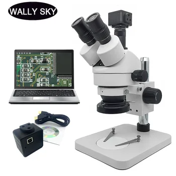 Priemyselné Trinocular Stereo Mikroskopom 7X-45X Lupa Mikroskop LED Prsteň Svetla 5MP USB Digitálny Fotoaparát Okulára PCB Inšpekcie