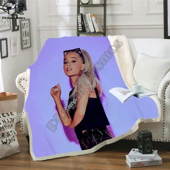 Ariana Grand Fleece Deka Plyšové 3d Vytlačené pre Dospelých Gauč Sherpa Fleece prehoz cez posteľ Zábal Hodiť Deka štýl-1