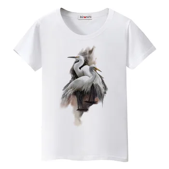 1BGtomato biely žeriav tričko cool vtákov topy legrační zviera tlače košele hot predaj nový dizajn t-shirt ženy bežné tees