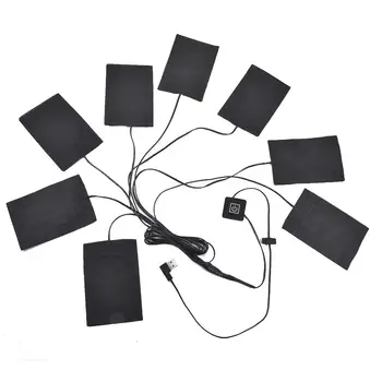 Carbon Fiber Vyhrievané Oblečenie Pad S Nastaviteľným Tretí Prevodový Mat Plech Ohrievač Ženy, Mužov, 8-in-1 USB Elektrické Oblečenie Kúrenie Pad