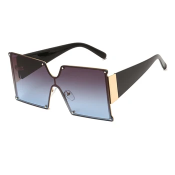 Nové Módne Nadrozmerné Okuliare Ženy Muži Kovové Gradient Slnečné okuliare Luxusné Námestie Slnečné Okuliare UV400 Odtiene gafas de sol