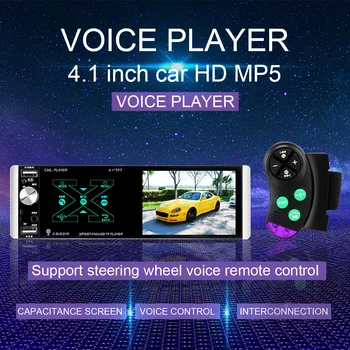 1 Din autorádio Prehrávač, Bluetooth In-dash HD Multimediálny Prehrávač Volant Radič 4.1