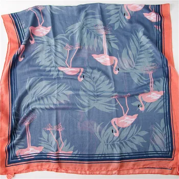 VISROVER lady plážové šatky flamingo šatku s strapec lete ženy zábal viskóza tropických tlač šatku, šál rastlín tlač