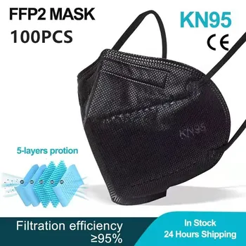 Black CE maska KN95 maska na tvár masku FFP2mask pleťové masky chrániť maska maska proti prachu úst maska KN95mask mascarillas tapabocas