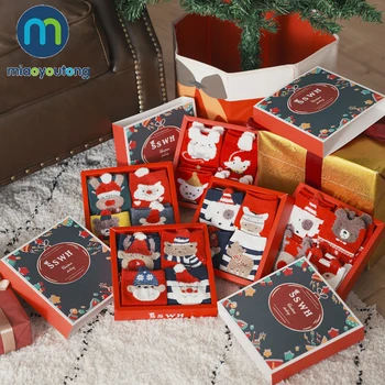 4 Páry Darčeka Vianočné Ponožky Deti Santa Claus Jeleň Cartoon Zimné Baby Girl Bavlna Deti Ponožky Chlapci Miaoyoutong