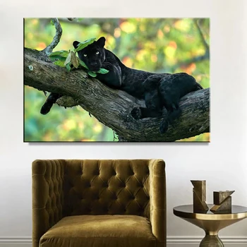 Krásne Black Panther na Strome Maľba na Plátne, obrazov na Stenu pre Deti Stenu Spálne Umenie Plagáty Vytlačí Cuadros Domova