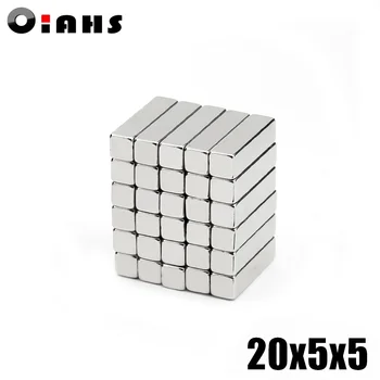 100ks 20x5x5 Neodýmu Magnet 20*5*5 mm N35 NdFeB Blok Super Silné Silné Permanentné Magnetické imanes Blok