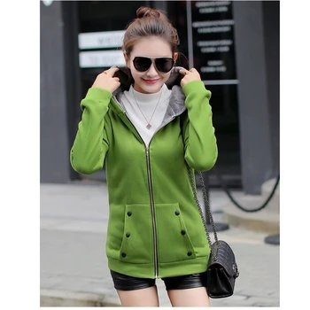 Móda hoodies ženy zimné nový kórejský S-3XL plus veľkosť žltá zelená čierna dlhý rukáv slim zahusťovanie mikina feminina JD425