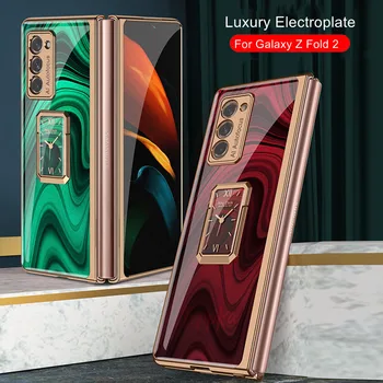 Luxusné Electroplate Držiak Krúžok obal pre Samsung galaxy Z Fold 2 5G Prípade Plexisklo Pevný Zadný Ochranný Kryt pre Z fold 2