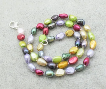Sladkovodné perly multicolor barokový 4-6 mm chocker náhrdelník prírody 16