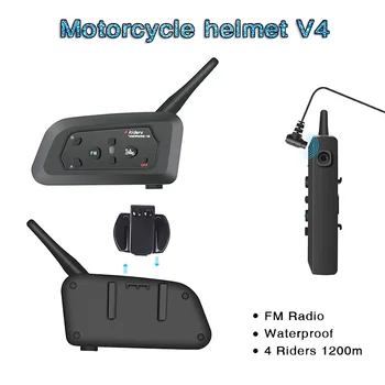 V4 Intercom Intercomunicadores De Casco Moto Prilba Bluetooth Headset Intercomunicador Moto Rádio 4 Jazdcov 1200m Intercom Moto