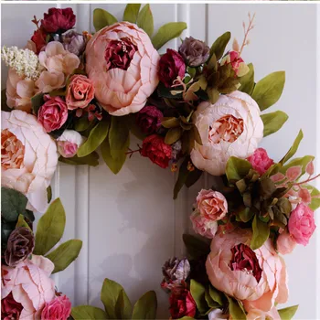 40 cm umelého hodvábu rose veniec domov obývacia izba hotel dvere dekorácie falošné kvetinové svadobné štedrý deň party dekorácie