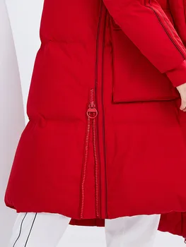 BOSIDENG zimné dlhé dole kabát pre ženy zahustiť nadol bunda s kapucňou nepremokavé vysokej kvality windbreaker B80142516DS