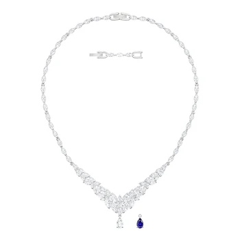 SWA Nové Klasické Jemné Matné Leaf Louison Platinum Náhrdelník Modrá Biele, Glamour Krištáľové Šperky Poslať Priateľka Zásnubný Dar