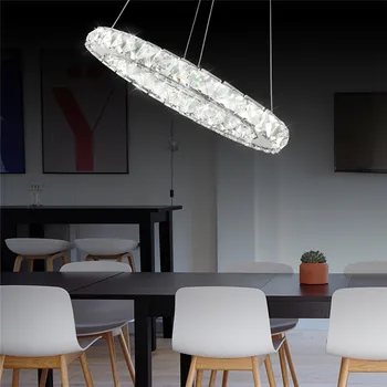 SANYI Diamantový Prsteň Moderné Crystal Prívesok Svetlo LED Crystal Lampa Obývacia Jedáleň Kruhy Závesné Osvetlenie Domáce Dekorácie