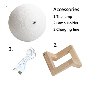 Chaohui Dropshipping 3D Tlač Mesiac Lampa LED Nočné Svetlo USB Nabíjateľné nápaditosť Prepnúť Svetlo pre Spálne, Baby, Deti, Darčeky