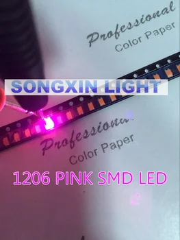 3000pcs SMD 1206 (3216) Ružová LED Čip 20mA DC 3V SMT Povrchová Montáž Svetelných Diód (led Žiarovka elektronické Komponenty pre PCB