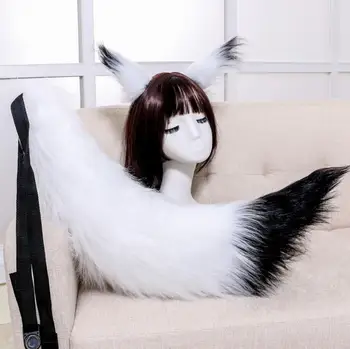 Sexy Žena krásnej Lolita mačka, Líška hlavový most chvost Headdress Plyšové uši, chvost Anime cosplay Rekvizity