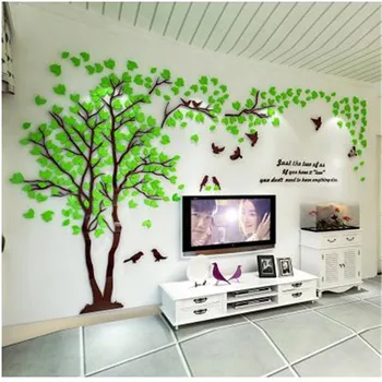Nový Príchod Crystal Akryl DIY 3D samolepky na Stenu Červený Strom Moderná Obývacia izba Gauč TV Dekoratívne Pozadie nástenná maľba Umenie Milovať Strom