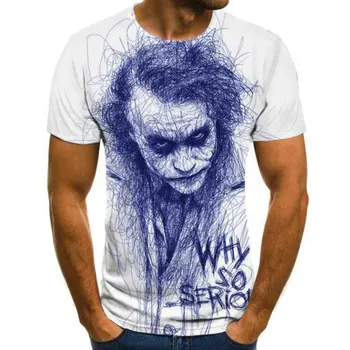 2019 noví ľudia, tričko, Náčrt, klaun 3D Vytlačené T Shirt Mužov Joker Tvár Príležitostné O-krku Mužské tričko Klaun Krátke Rukávy vtip topy