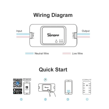 SONOFF RF R3 Prepínač Bezdrôtovej komunikácie Smart Smart Home RF Ovládanie RM 433Mhz Diaľkový ovládač 100-240V Pre Domovská stránka Google Ewelink Alexa