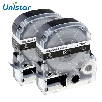 UNISTAR 2KS SD12K LK-4BWV Tape Cartridge pre Epson Kráľ Jim LabelWorks 12mm Biela na Čiernej pre LW-300, LW-400, LW-600P LW-700