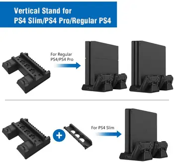 Dual Regulátor Nabíjania Dock Stanica Multifuctional Stojan s Chladením a Systém Nabíjania pre Playstation 4/ PS4 Slim/ PS4 Pro