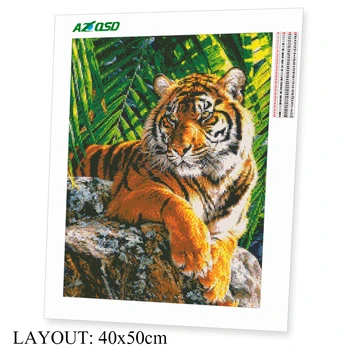 AZQSD 5d Diamond Maľovanie Tiger Cross Stitch Diamond Výšivky Zvierat Diy Plné Námestie/Kolo Vŕtať Ručné Darček Domova